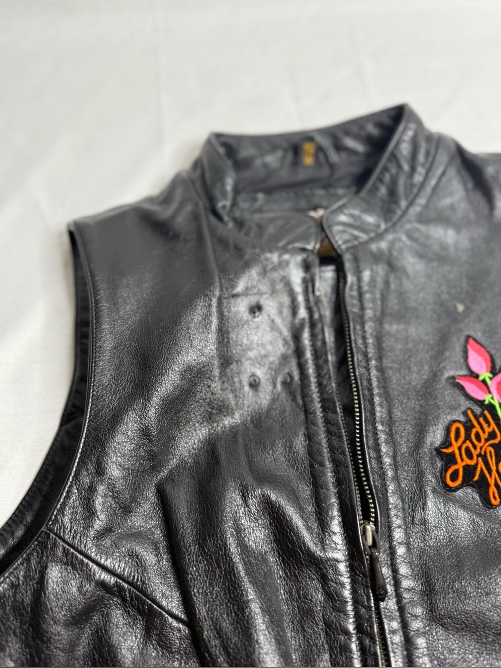 VINTAGE Authentic Harley-Davidson Black Leather Vest Womens Size Small - Picture 10 of 12